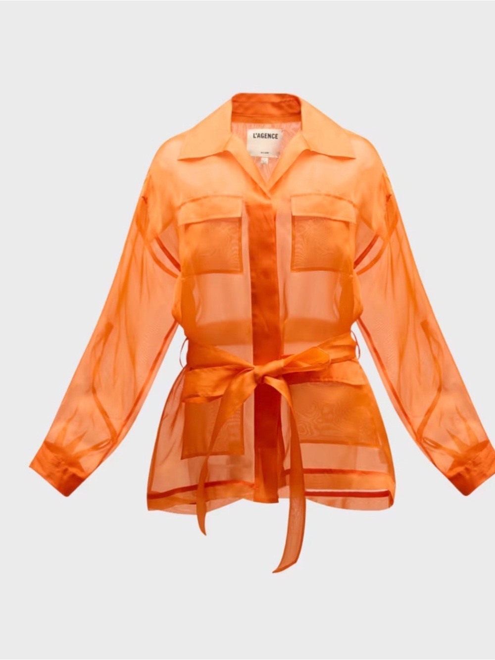 NWT L’AGENCE Colson Tie Belt Silk Organza Safari Wrap Jacket SIZE 8